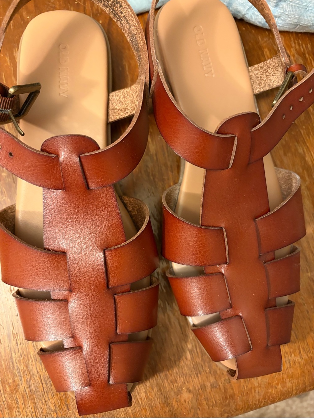 Old Navy Women’s Brown Braided-Strap Leather Sandals